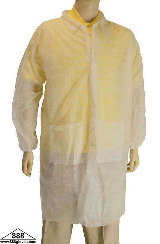 00-9100-30 -  Lab Coat - Polypropylene Snap On - With Pockets - White