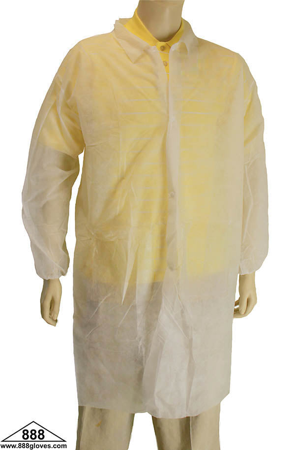 Lab Coat - Polypropylene Snap On - No Pockets - White - 00-9100NP-30 - 30 Lab Coats