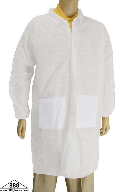 00-9120 - Lab Coat - SMS Snap On - With Pockets - White