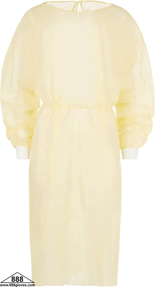00-G1010-Y - Isolation Gown - Polypropylene With Knitted Wrist - Yellow