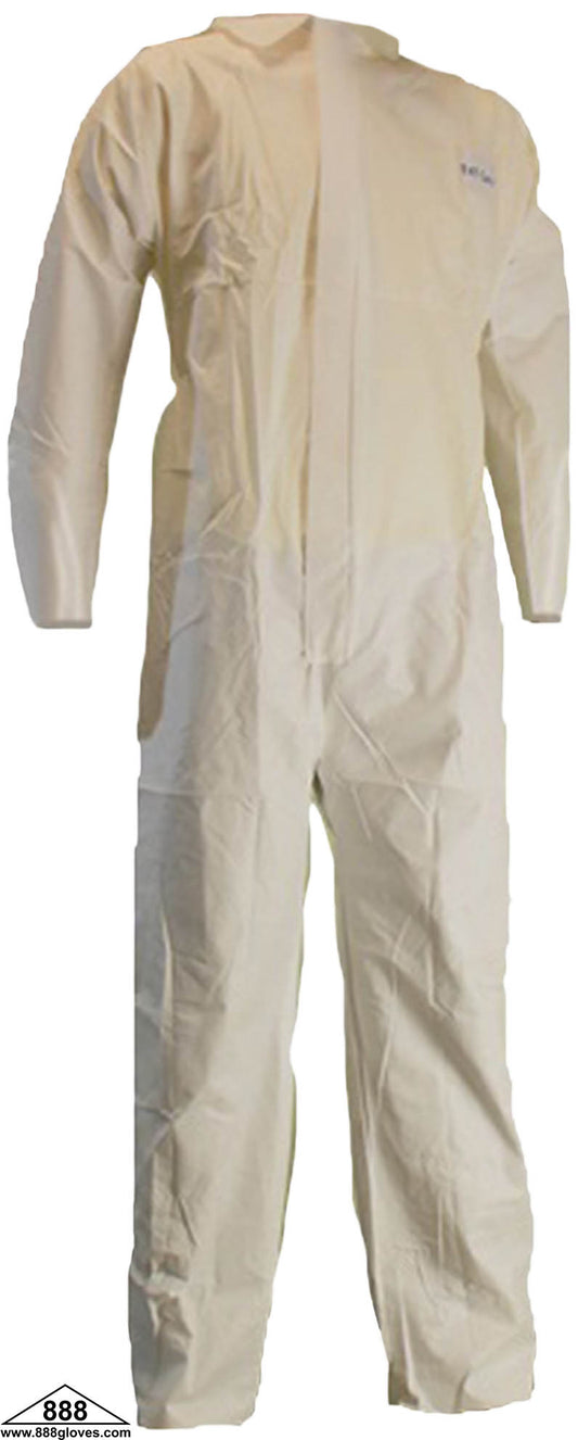 00-SMS1412 - SMS Coverall - Single Collar, No Boots, Elastic Cuffs, No Elastic On Waist & Ankles, With Zip - White
