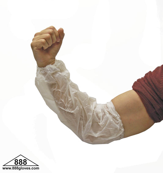 10-2009W - Sleeves - 18" Polyethylene - Elastic Both Ends - White