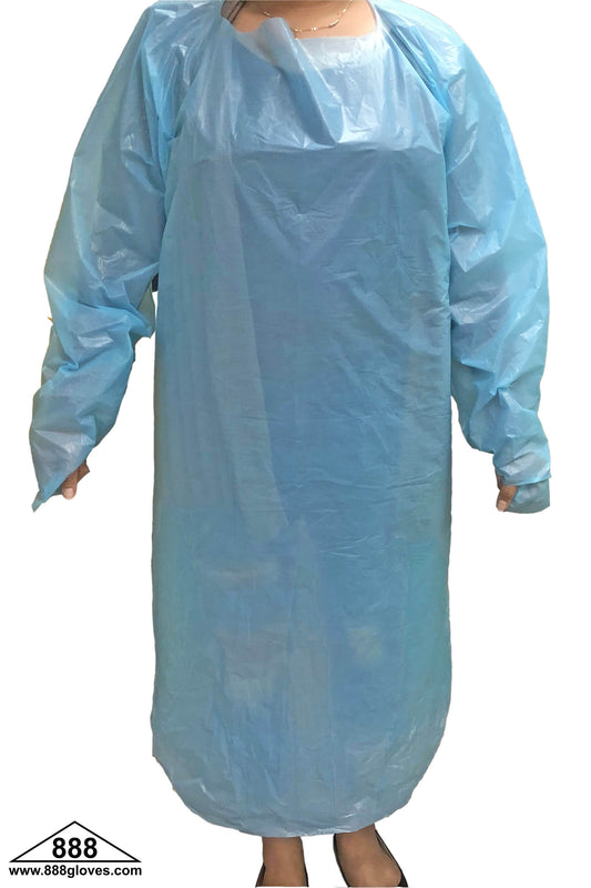 10-2015BU / 10-2015BU-3 - CPE Gown - Embossed, Apron With Thumbhole - Blue