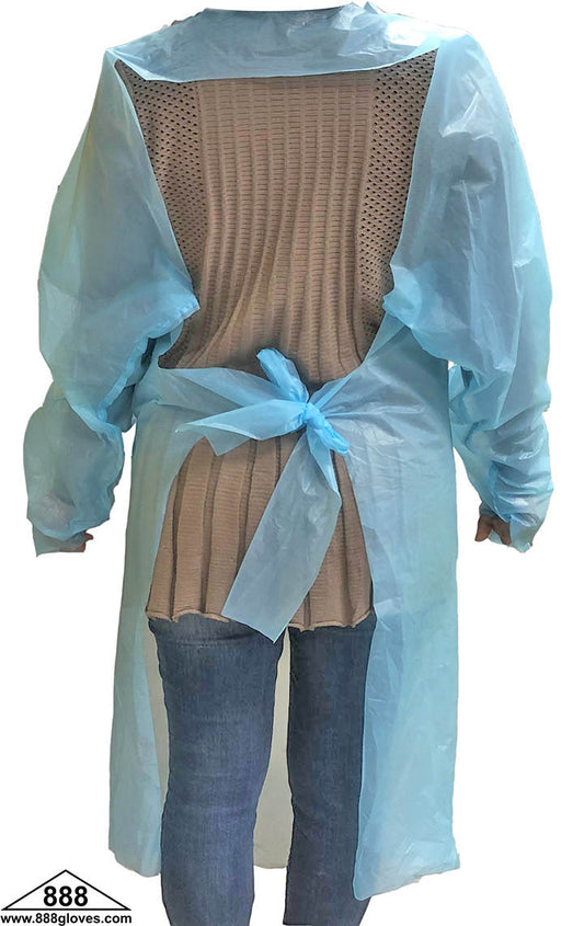 10-2015BU / 10-2015BU-3 - CPE Gown - Embossed, Apron With Thumbhole - Blue