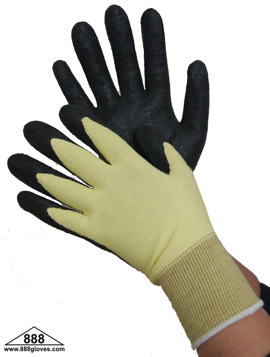 25-3039BK - Kevlar Shell With Black Nbr Palm Coated Gloves - Cut / Fire Resistant  En4244