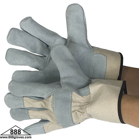 Cow Split Leather - Knuckle Strap With Canvas Back, Machine Washable, Canvas Starch Cuff - 30-2500 - 1 Dozen Pairs