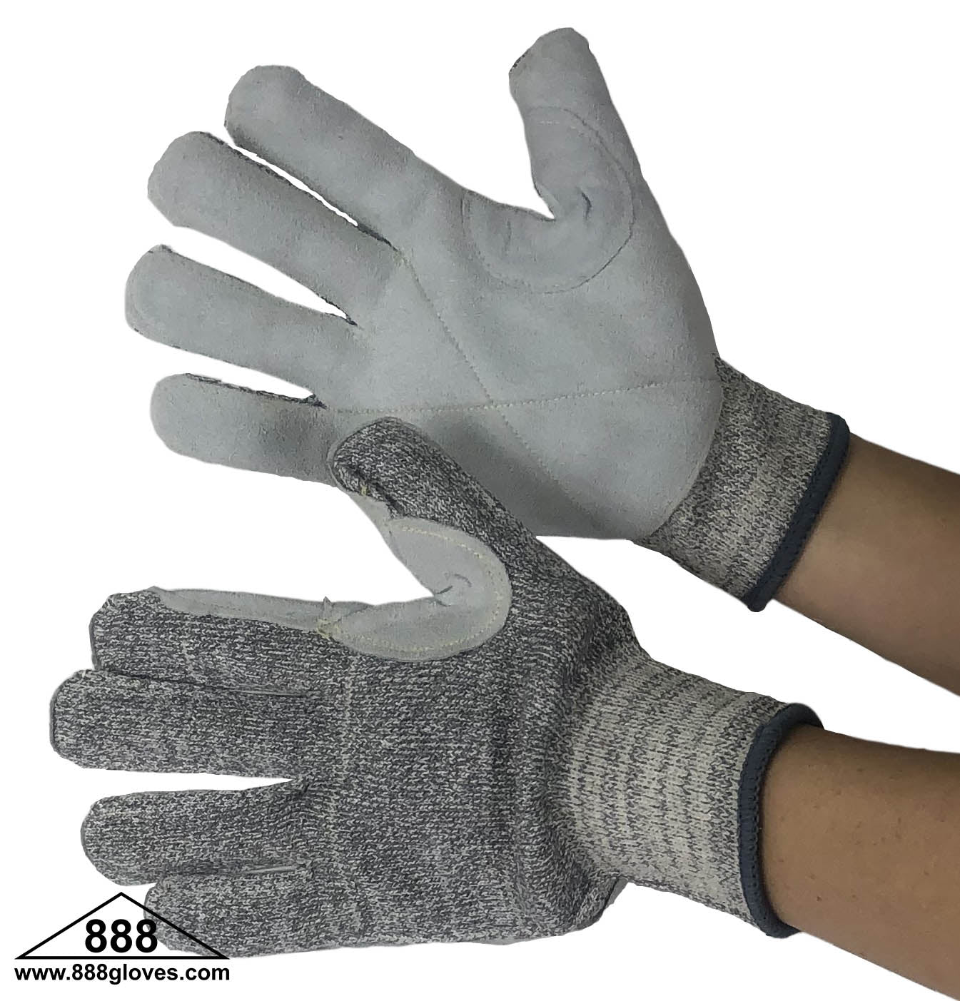 13 Gauge Cut Resistant Level D Shell With Leather On Palm - EN388 4543 - 30-5100 - 1 Dozen Pairs