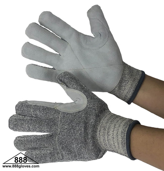 30-5100 - 13 Gauge Cut Resistant Level D Shell With Leather On Palm - EN388 4543