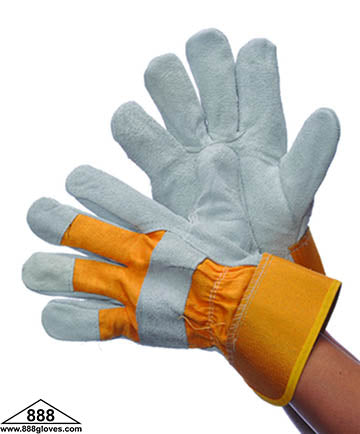 30-8800Y - Leather Palm - Cow Split Leather Full Palm - Yellow and Grey