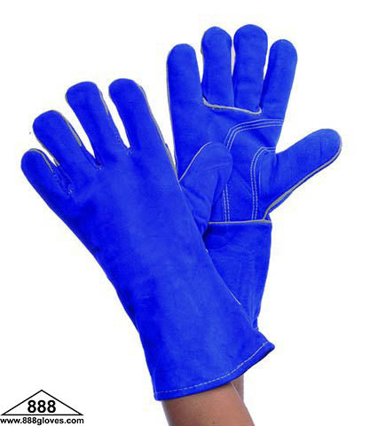 31-4014 - Welding Gloves - Cow Split Leather Gloves - Reinforced Thumb and Palm - Blue
