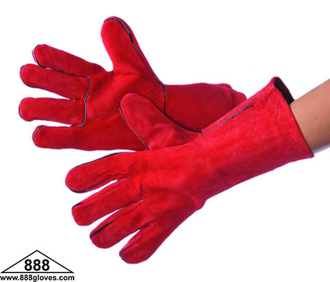 31-4016 - Welding Glove - Shoulder Split Leather, Fully Welted & Lined - Red