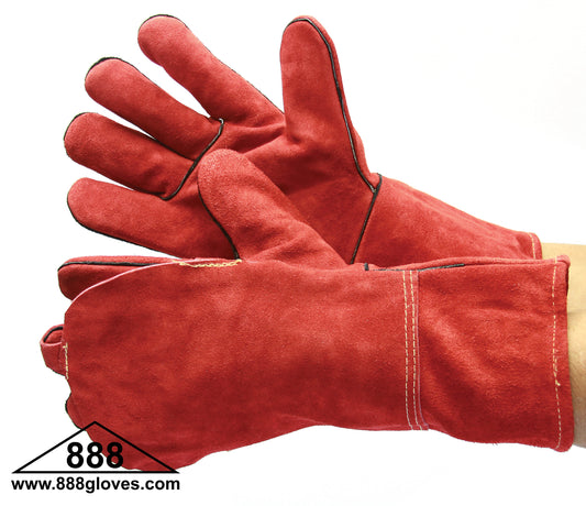31-4016DBKV - Welding Glove - Shoulder Split Leather, Fully Welted & Lined, Kevlar, Double Leather - Red
