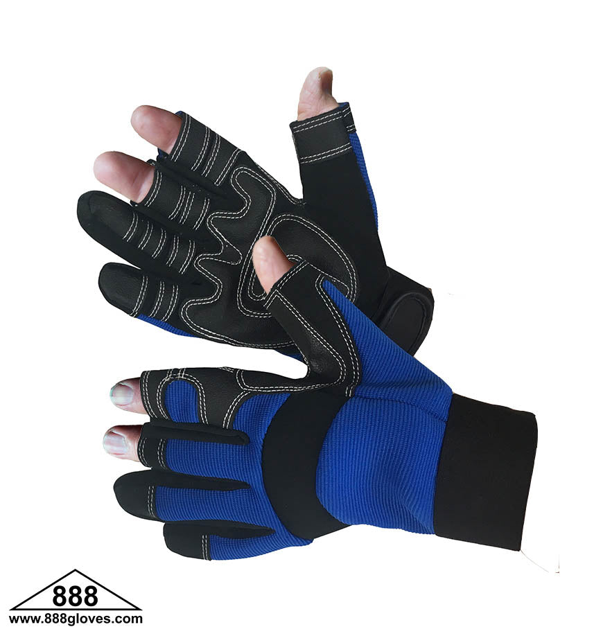 Mechanic Gloves - Synthetic - Fingerless - Blue - 33-6001 - 1 Pair