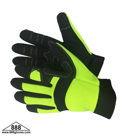 33-6002HVG - Mechanic Gloves - Synthetic - Hi Viz Yellow