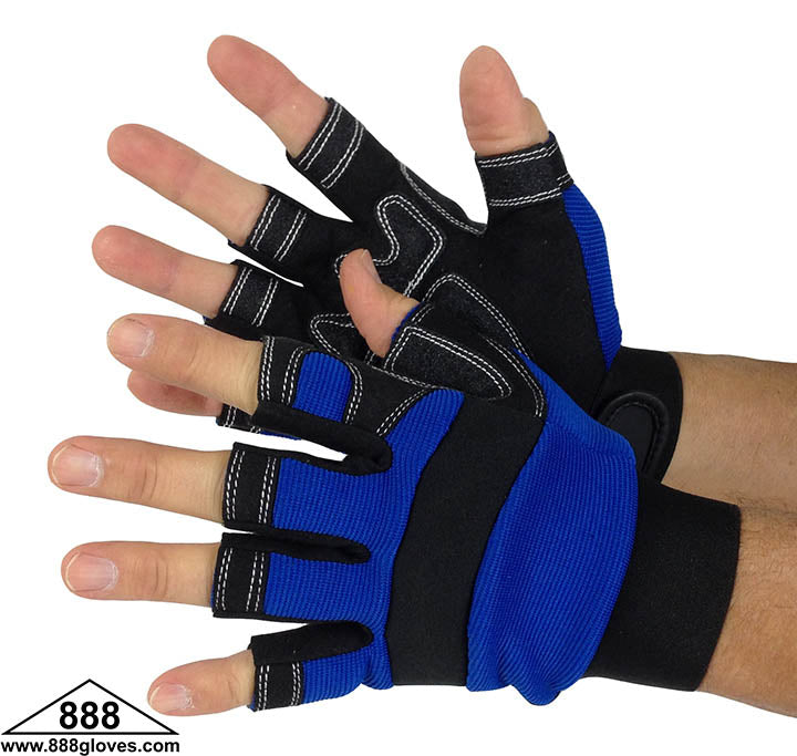Mechanic Gloves - Synthetic - Fingerless - Blue - 33-6003 - 1 Pair