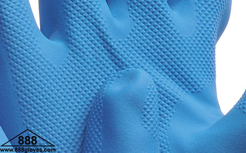 41-0038 - Latex - 13" Cuff, Flock Lined, 28 Mil - Blue Neoprene Over Yellow