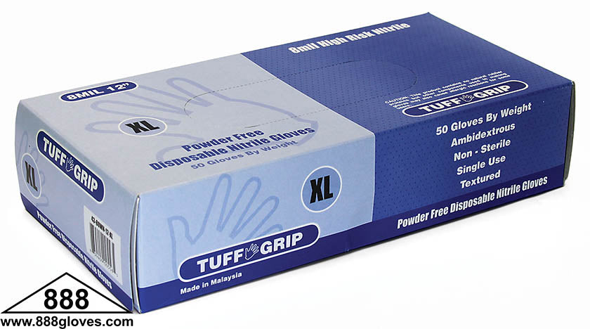 Disposable Gloves - Industrial Nitrile Powder Free, High Risk, 12" Cuffs, 8 Mil - Blue - 43-80WN-12 - 1000 Gloves