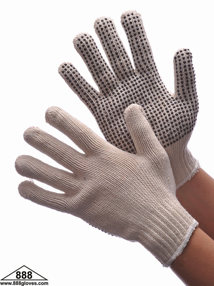 String Knit Gloves - Dotted on One Side - 500g - Natural White - 50-1501 / 50-1502 - 1 Dozen Pairs