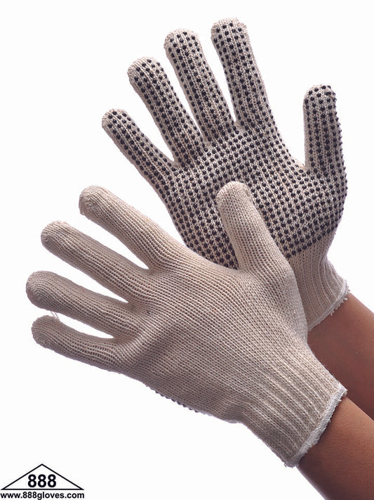 50-1501 / 50-1502 - String Knit Gloves - Dotted on One Side - 500g - Natural White