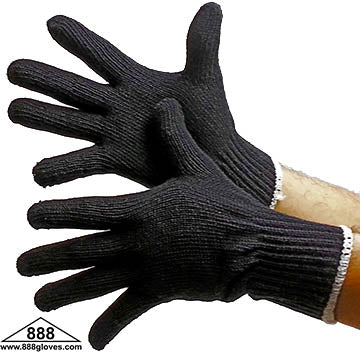 String Knit Gloves - 600g - Black - 50-1600BK - 1 Dozen Pairs