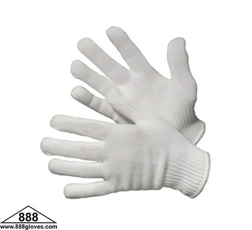 100% Nylon Glove - Medium Weight, 10 Gauge - Bleached White - 50-2200NY - 1 Dozen Pairs