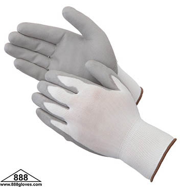 Cut Resistant Gloves - White 13 Gauge Nylon Shell With Grey Polyurethane Coating - 50-6639 - 12 Pairs