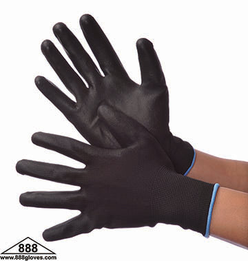 Cut Resistant Gloves - Black Polyester Shell With Black Polyurethane Coating - 50-6639PBK - 12 Pairs