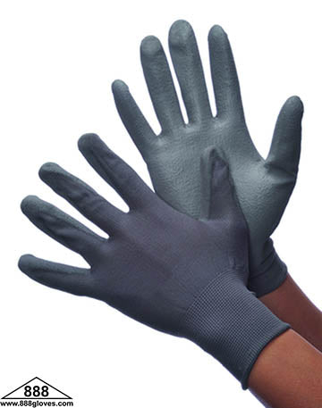 Cut Resistant Gloves - Grey Polyester Shell - Grey Polyurethane Coating - 50-6639PG - 12 Pairs