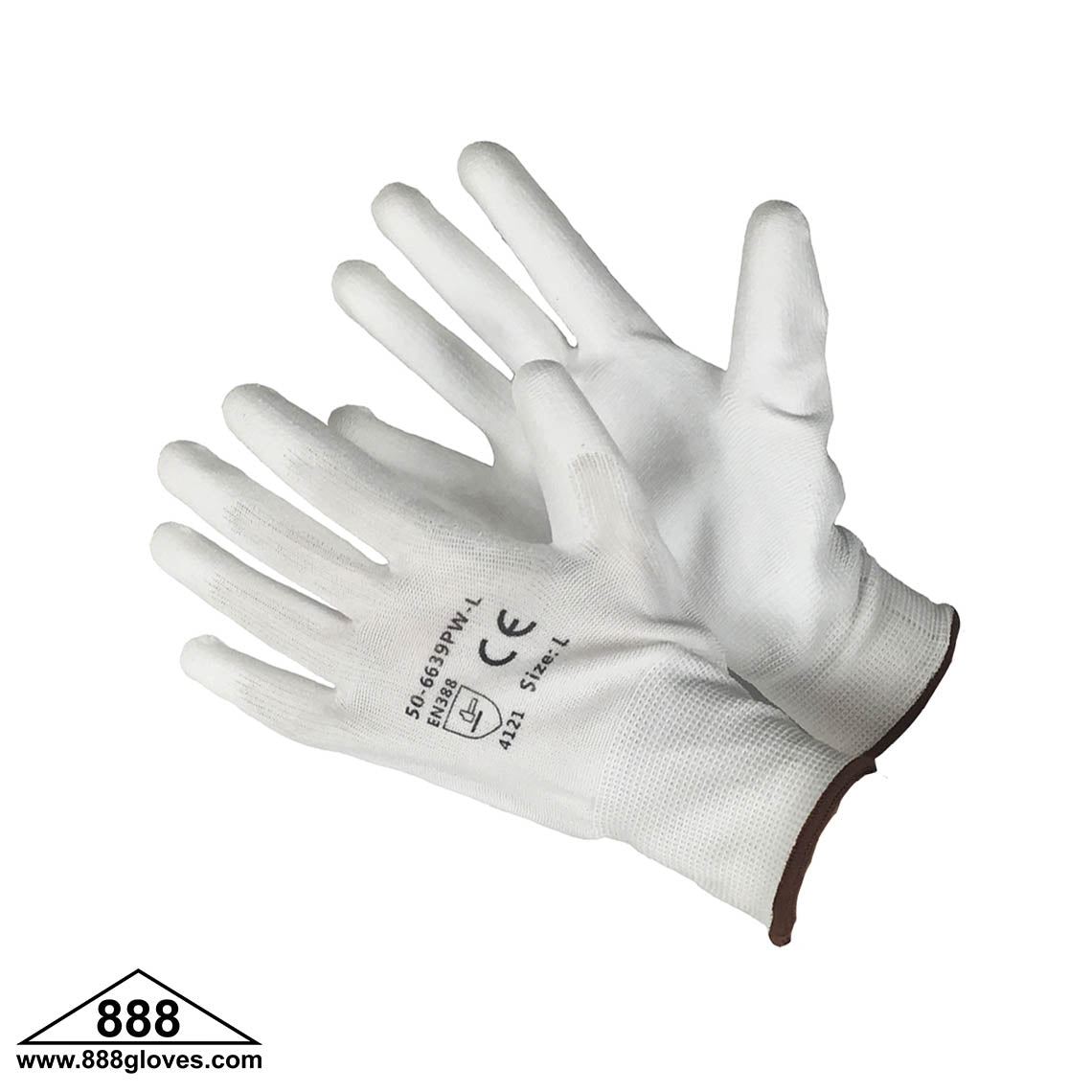 Cut Resistant Gloves - White Polyester Shell With White Polyurethane Coating - 50-6639PW - 12 Pairs
