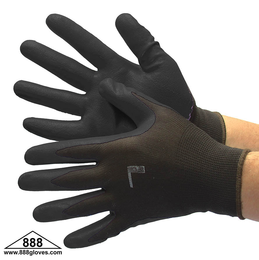 Cut Resistant Gloves - Black Polyester Shell With Black Nitrile Foam Coating - 50-8838BKBK - 12 Pairs