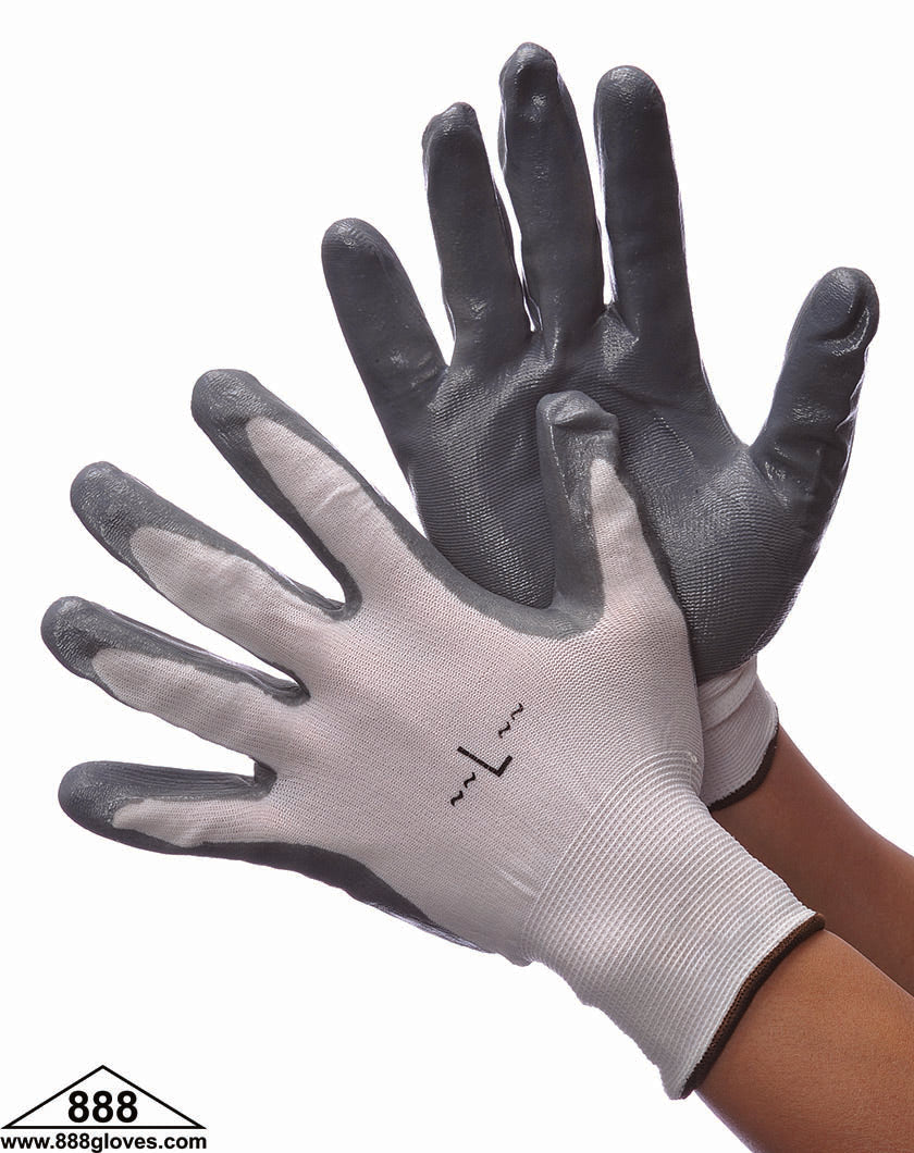 Cut Resistant Gloves - Ultra Thin White Nylon Shell With Grey Nitrile Coating - 50-8839 - 12 Pairs