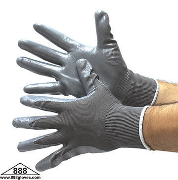 Cut Resistant Gloves - Ultra Thin Grey Nylon Shell With Grey Nitrile Coating - 50-8839G - 12 Pairs