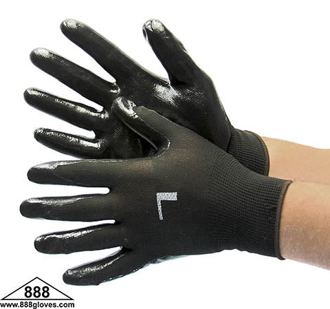 Cut Resistant Gloves - Black Polyester Shell With Black Nitrile Coating - 50-8839PBK - 12 Pairs