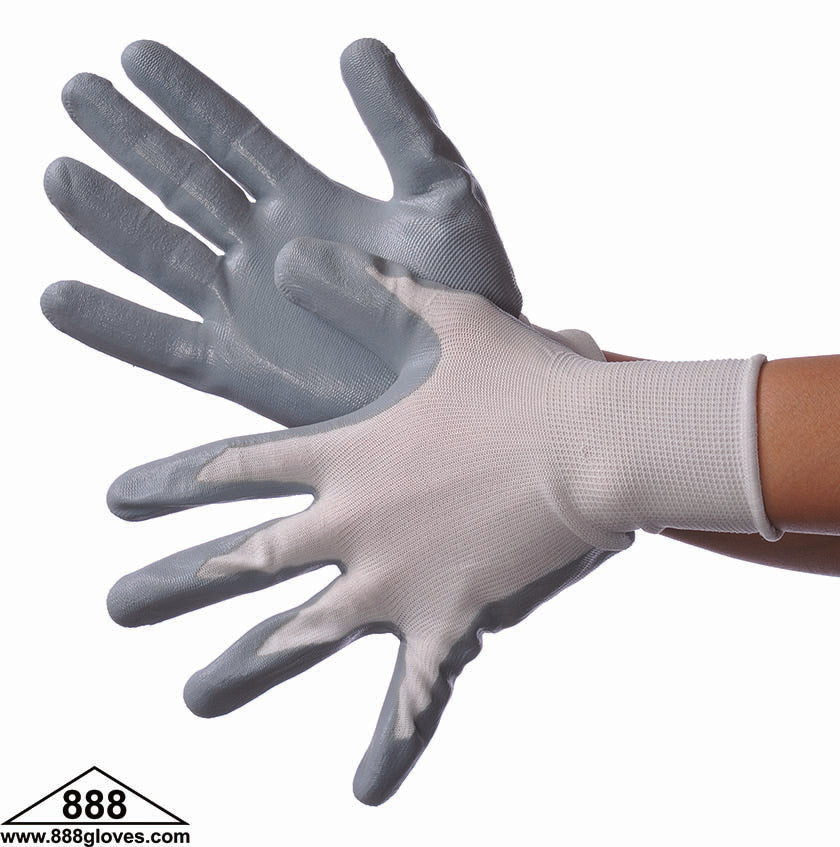 Cut Resistant Gloves - Grey Polyester Shell With Grey Nitrile Coating - 50-8839PG - 12 Pairs