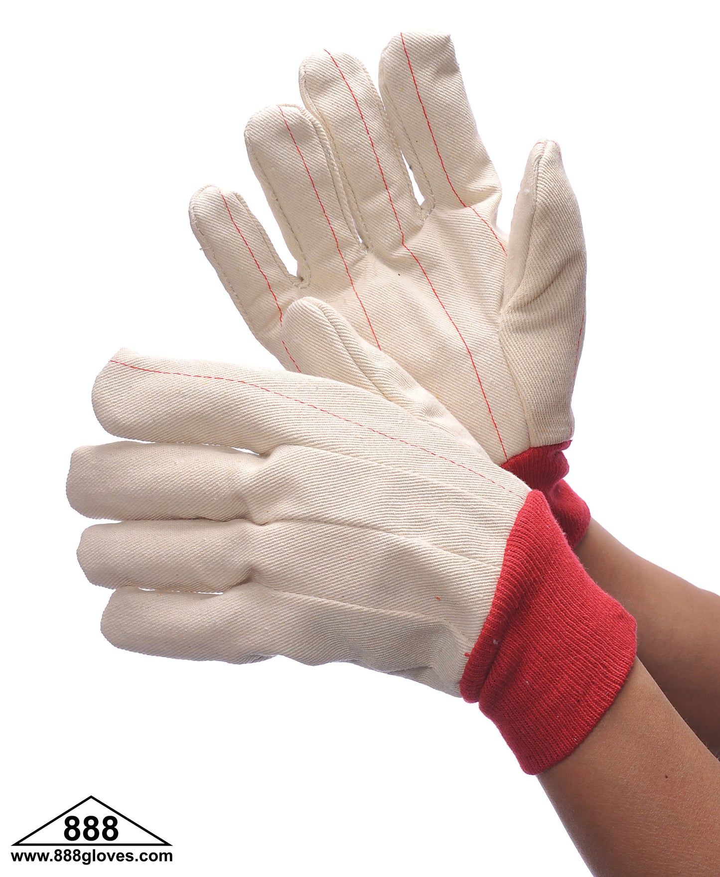 Hot Mill Gloves - 20 oz, Double Palm Canvas, Nap In Knit Wrist - Beige - 60-1990 - 1 Dozen Pairs