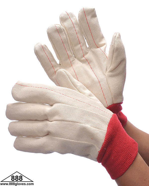 Hot Mill Gloves - 20 oz, Double Palm Canvas, Nap In Red Knit Wrist - 60-1990R - 1 Dozen Pairs