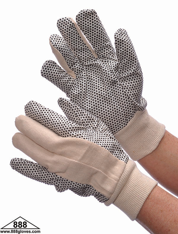 Cotton - Cotton Canvas Gloves - 8 oz PVC Dotted - Beige - 60-2680 / 60-2681 - 1 Dozen Pairs