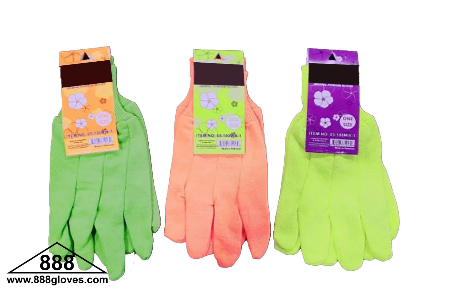 Cotton - Green / Orange / Yellow Jersey Gloves - 65-180MIX-1 - 1 Dozen Pairs