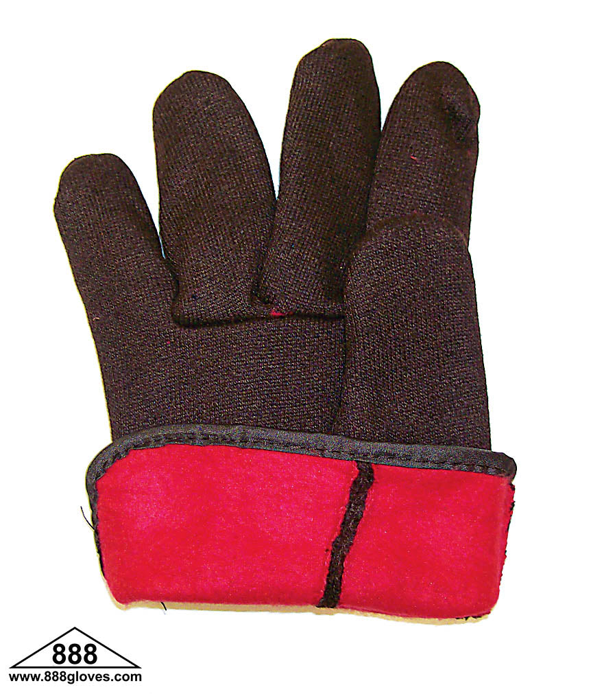 Brown Cotton Jersey With Red Fleece Lining - Brown - 65-1954 - 1 Dozen Pairs