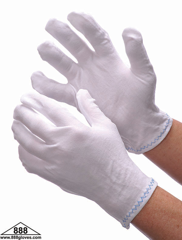 Nylon Stretchable Reversible Gloves - White - 66-6413 - 1 Dozen Pairs