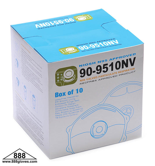 90-9510NV - N95 Valved Particulate - NIOSH N95 Approved - White