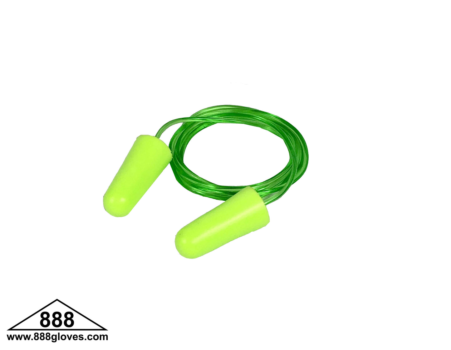 Disposable Earplugs - Corded Polyurethane, NRR 32 DB - Hi Viz Green - 91-36100-CHVG - 100 Pairs