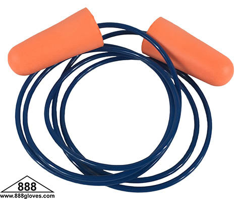 Disposable Earplugs - Corded Polyurethane, NRR 32 DB - Orange / Blue - 91-37100-CO - 100 Pairs