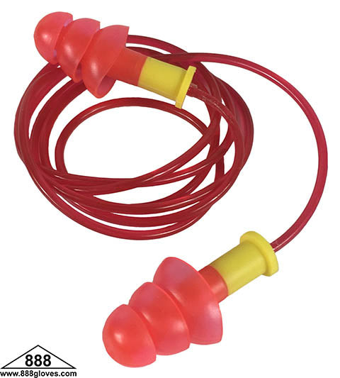 Disposable Earplug - TPR, Reusable, Corded - Red / Yellow - 91-39102-CO - 100 Pairs