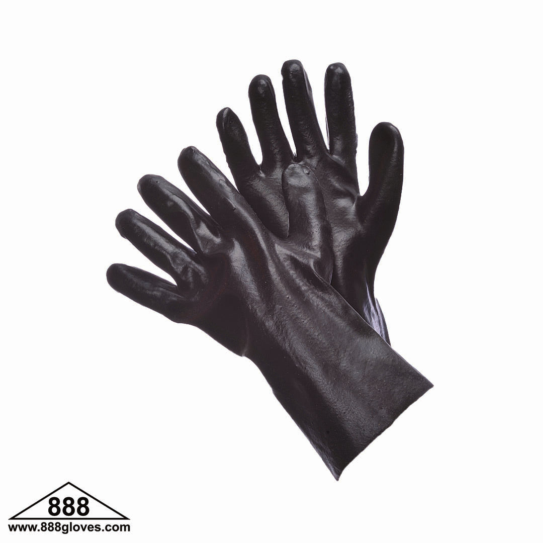 Smooth Finish PVC Gloves, Single Dipped, 12" Gauntlet - Black - 96-5401 - 1 Dozen Pairs