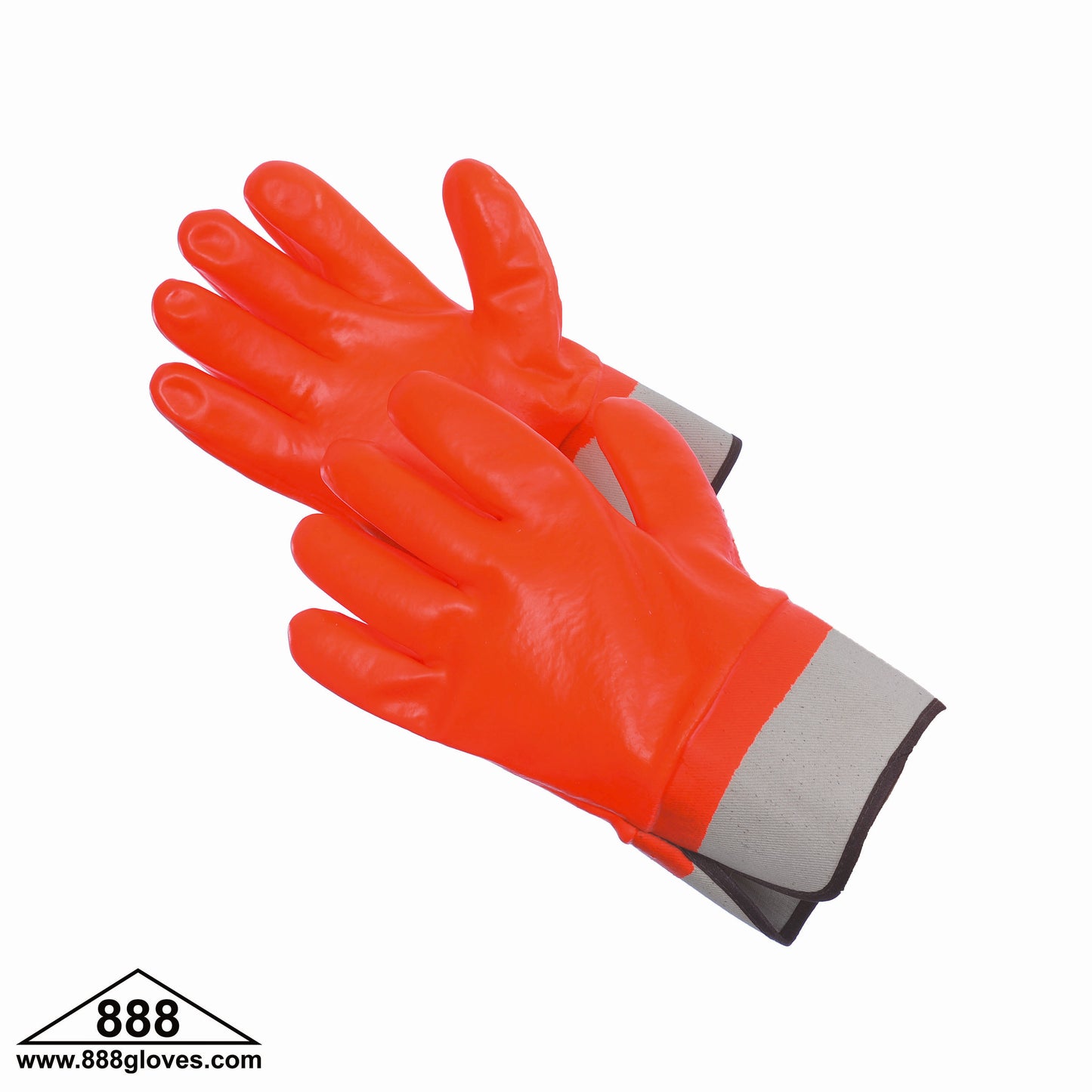 Foam Insulated Fully Coated Semi-Rough PVC Gloves - 2.5" Safety Cuff - Hi Vis Orange - 96-5417 - 1 Dozen Pairs