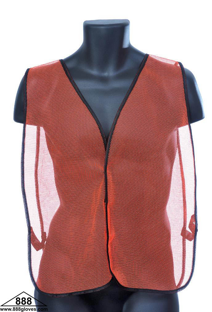 Safety Mesh Vest - General Purpose 100% Polyester With Velcro Closure - Hi Vis Orange - 98-0300-O - 10 Vests