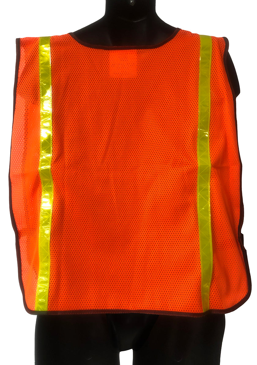 Safety Vest - Yellow Reflector - Hi Vis Orange - 98-1300-O - 10 Vests
