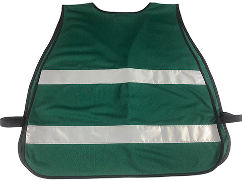Safety Mesh Vest - Front and Back 1" Silver Horizontal Reflector Without Printing of C.E.R.T - Green - 98-1300HG-BLANK - 10 Vests