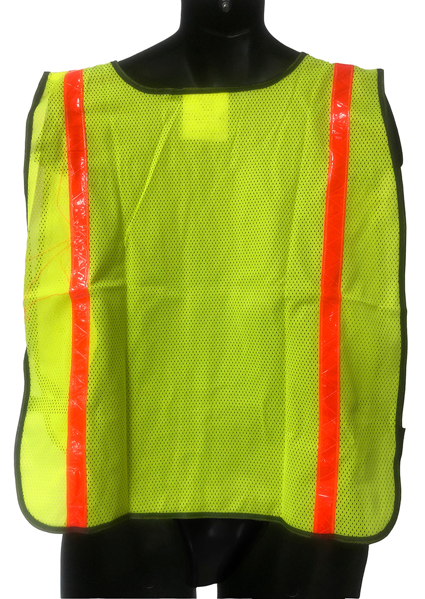 Safety Vest - Orange Reflector - Hi Vis Yellow - 98-1301-G - 10 Vests